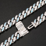 8mm Iced Out Bling CZ Miami Cuban Link Chain Charm Choker Necklace Pink Blue Trendy Fashion Necklace - Presidential Brand (R)