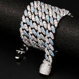 8mm Iced Out Bling CZ Miami Cuban Link Chain Charm Choker Necklace Pink Blue Trendy Fashion Necklace - Presidential Brand (R)