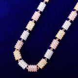 10mm Colorful Cylindrical Shape Necklace Choker Gold Color Hip Hop Link Bling Full Cubic Zirconia Men's Rock Street Jewelry - Presidential Brand (R)