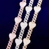 10mm Miami Cuban Chain With Heart Necklace For Women AAA Zircon Charm Men's Hip Hop Link Jewelry - Presidential Brand (R)