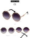 Fashion Round Sunglasses Women Unique Designer UV400 Metal Arrow Frame Letter Sun Glasses Shades Eyewear Oculos de sol - Presidential Brand (R)