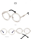 Fashion Round Sunglasses Women Unique Designer UV400 Metal Arrow Frame Letter Sun Glasses Shades Eyewear Oculos de sol - Presidential Brand (R)