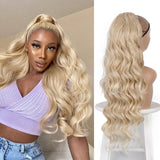 Vigorous Long Wavy Ponytail Hair Synthetic Drawstring Ponytail Clip in Hairpiece Black Wave Ponytail for Black Women - Presidential Brand (R)