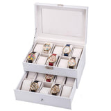 Watch Box 2 Layer 20 Slots Display Storage Case Organizer Holder Lockable with Glass Top Suit for Hairpin Cuff Link Brooches Etc - Presidential Brand (R)