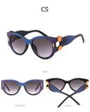 Big Frame Cat Eye Sunglasses Hollow Out Leg Sun Glasses Gradient Lens Shades 90S - Presidential Brand (R)