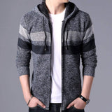 Mens Striped Knit Cardigan with Hood - Presidential Brand (R)