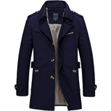 Mens Classic Black Mid Length Trench Coat - Presidential Brand (R)